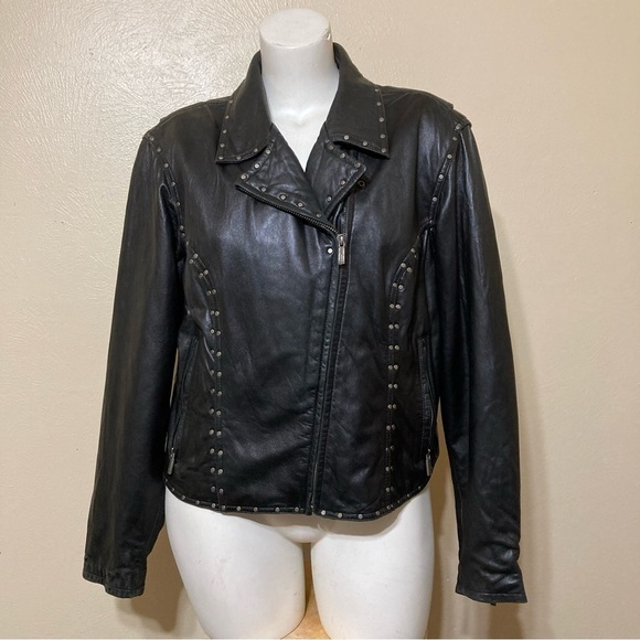 HARLEY DAVIDSON studded Leather biker jacket 2XL very soft leather GUC - Picture 1 of 14
